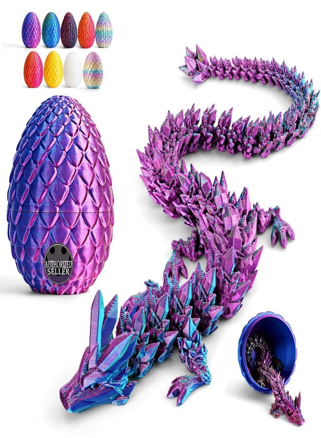 Cessfle 【2025 Updated】 12" 3D Printed Dragon Egg, Articulated Crystal 3D Printed Dragons, Cool Animals Dragon Toys Gifts for 5-7 4-6 8-12 Year Old Boys Kid Teen Adult, 3-d Printed Fidget Dragons - Image 4
