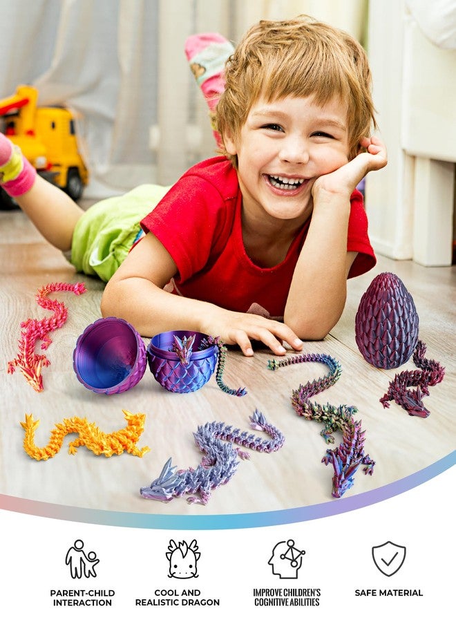 Cessfle 【2025 Updated】 12" 3D Printed Dragon Egg, Articulated Crystal 3D Printed Dragons, Cool Animals Dragon Toys Gifts for 5-7 4-6 8-12 Year Old Boys Kid Teen Adult, 3-d Printed Fidget Dragons - Image 5
