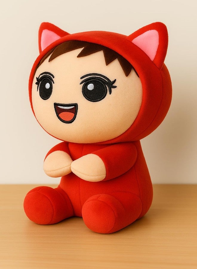 Saro Cute Plush Cat Stuffed Animal Toy, Red, Large Eyes DesignKawaii Anime Style | Plush Cat Doll, Grey with Pink Ears, Soft Stuffed Animal Toy (SAROKITTY_Doll_RED) - Image 4