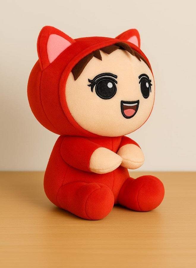 Saro Cute Plush Cat Stuffed Animal Toy, Red, Large Eyes DesignKawaii Anime Style | Plush Cat Doll, Grey with Pink Ears, Soft Stuffed Animal Toy (SAROKITTY_Doll_RED) - Image 3