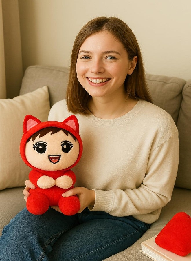 Saro Cute Plush Cat Stuffed Animal Toy, Red, Large Eyes DesignKawaii Anime Style | Plush Cat Doll, Grey with Pink Ears, Soft Stuffed Animal Toy (SAROKITTY_Doll_RED) - Image 5