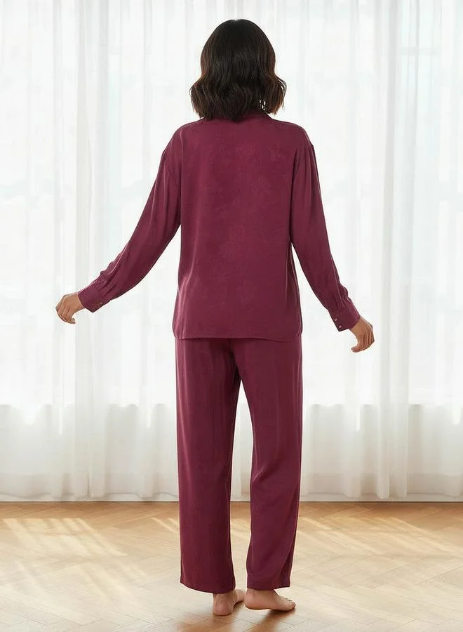 Splash FAV  Pyjama Set Shirt Style & Trousers Viscose for Women | Best Price UAE