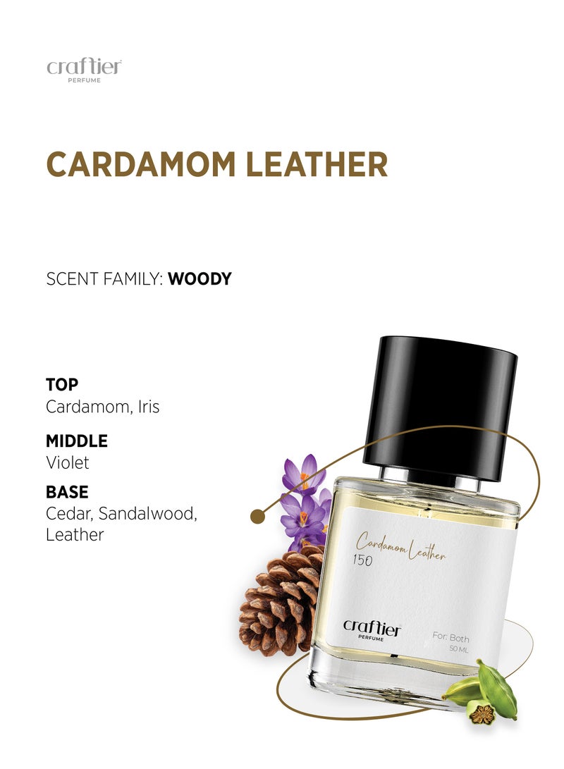 Craftier Perfume CARDAMOM LEATHER - Inspired of-SANTAL 33, Eau De Parfum for Men & Women - 50ml, Long Lasting Woody Fragrance Upto 72 Hrs, Travel Size Unisex Perfume - Image 3