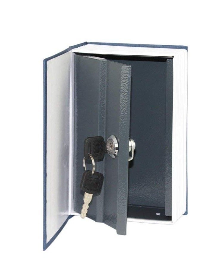 Happy Home Metal Safe 24 x 15.5 x 5.5 cm with key In The Form Of A Real Book To Save Money - Real Book Safe - Book Safe, Dictionary Diversion Hidden Book Portable Safe Box, for Storing Money, Jewelry and Passport - small metal safe box, book shape For jewelry and money- Navy Blue - Image 5
