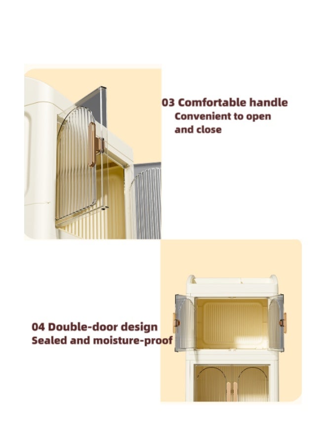 High-end desktop foldable double-door storage box desktop multi-layer stationery rack collection, multi-layer finishing, lipstick, cosmetics, skin care products storage cabinet， - Image 4