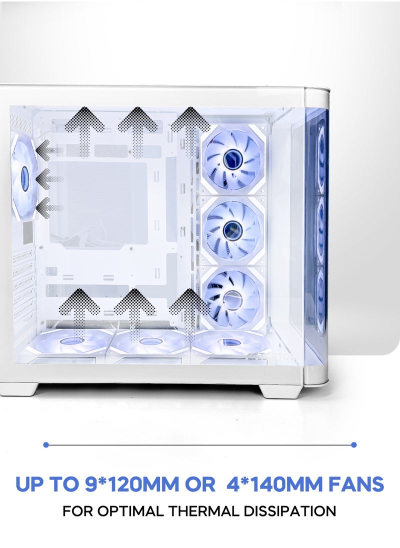 Tortox Tortox Curvo Gaming PC Case ATX/M-ATX/ITX Gaming PC Case with 7 * 120mm ARGB PWM Case Fans, 360MM Radiator Support, Type-C USB Port, 3*SSD Slot Gaming Case  - Image 5