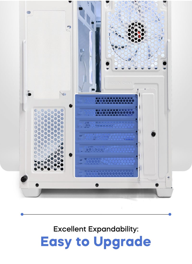 Tortox - Tortox Curvo Gaming PC Case ATX/M-ATX/ITX Gaming PC Case with 7 * 120mm ARGB PWM Case Fans, 360MM Radiator Support, Type-C USB Port, 3*SSD Slot Gaming Case - Image 1