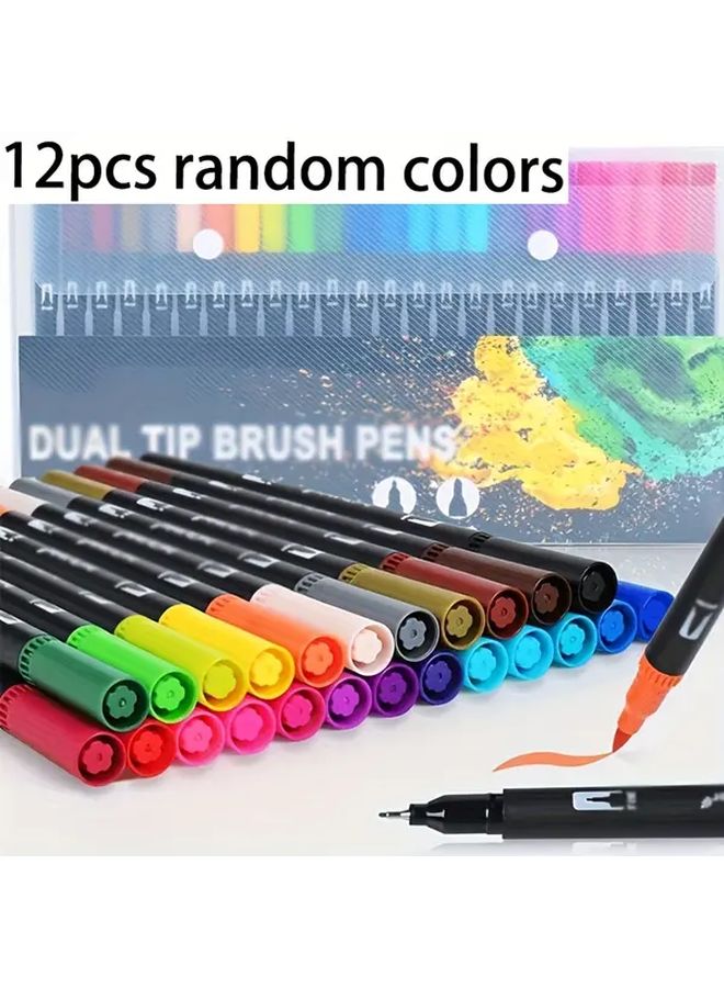 24 Color Double Ended Watercolor Pens Brush and Marker Tips for Painting Sketching Crafts - Image 3