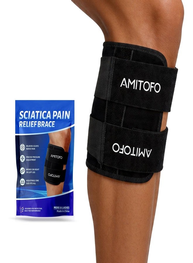 AMITOFO Sciatica Pain Relief Devices Brace, Adjustable Compression Wrap for Leg Pain from Sciatica, with Dual Pressure Pads Support(One Size, Black) - Image 1