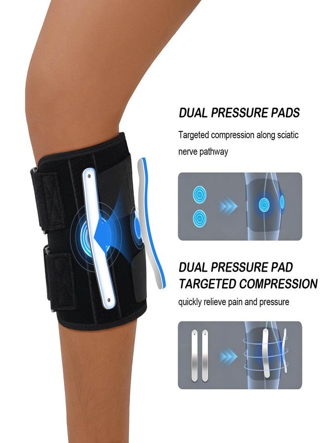 AMITOFO Sciatica Pain Relief Devices Brace, Adjustable Compression Wrap for Leg Pain from Sciatica, with Dual Pressure Pads Support(One Size, Black) - Image 2