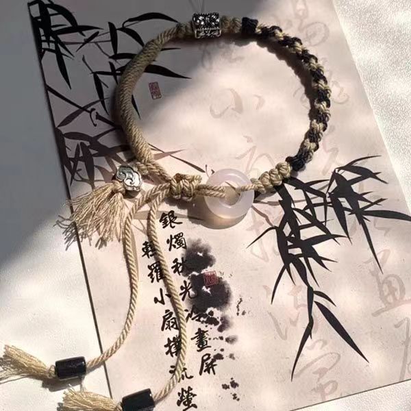 Elegant Lotus Leaf Design Bracelet for Women Chinese-style Xiangyun Hand Rope 