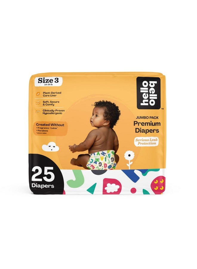 Hello Bello Premium Baby Diapers Size 3, 25 Count of Disposable, Extra-Absorbent, Hypoallergenic Baby Diapers with Snug and Comfort Fit, Alphabet Soup - Image 1