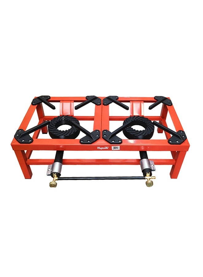 Majestic Heavy-Duty Cast Iron Double Burner Stove 76.5X38.5X23 Cm, Red, Durable And Portable For Powerful Home Or Outdoor Cooking - Image 1