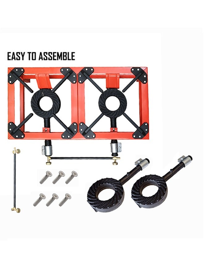 Majestic Heavy-Duty Cast Iron Double Burner Stove 76.5X38.5X23 Cm, Red, Durable And Portable For Powerful Home Or Outdoor Cooking - Image 5