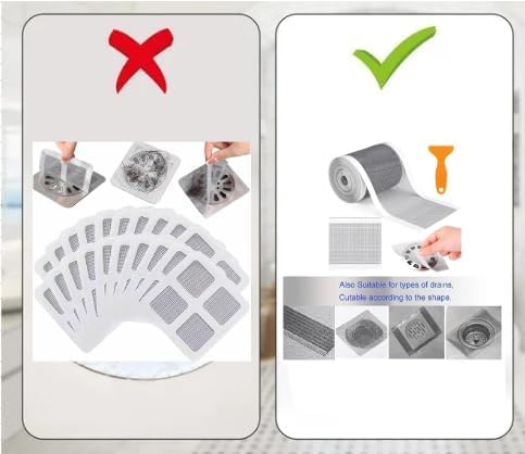S India MART Roll Kitchen Sink Strainer Disposable Hair Catcher Shower Drain Mesh Stickers Cuttable PVC Mesh DIY Shower Drain Cover Hair Catcher for Any Length 14 Feet Hair Stopper Pack of 2 - Image 4