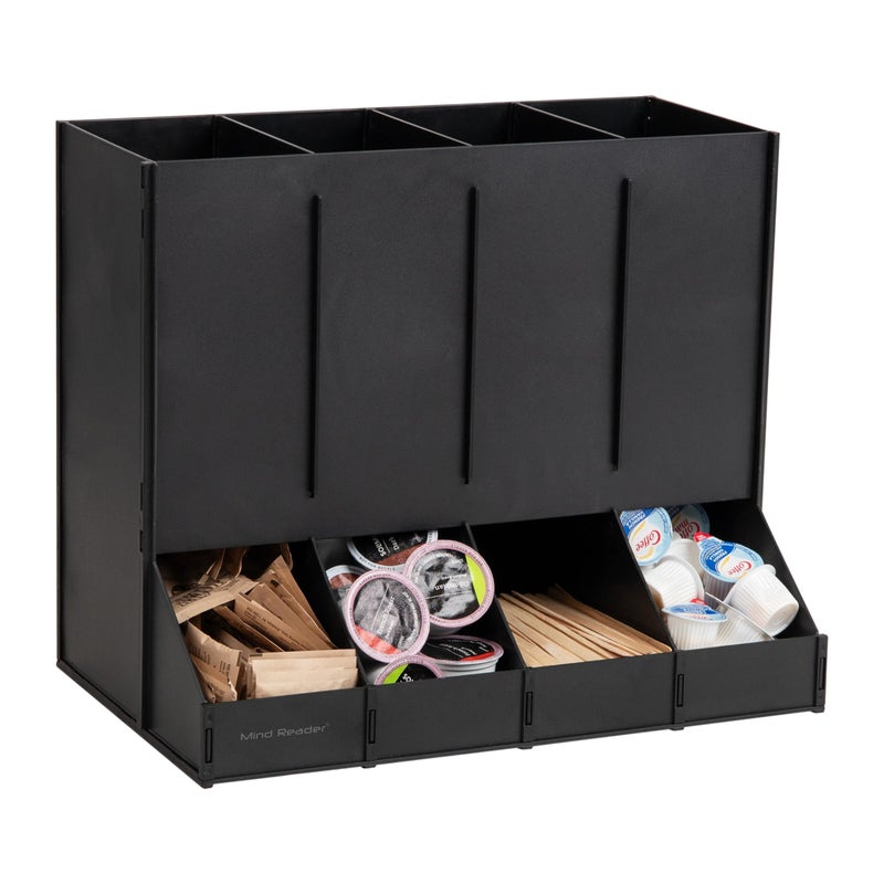 Mind Reader 4Compartment Single Serve Coffee Pod Dispenser 120 Pod Capacity Breakroom 145 L x 9 W x 1225 H Black