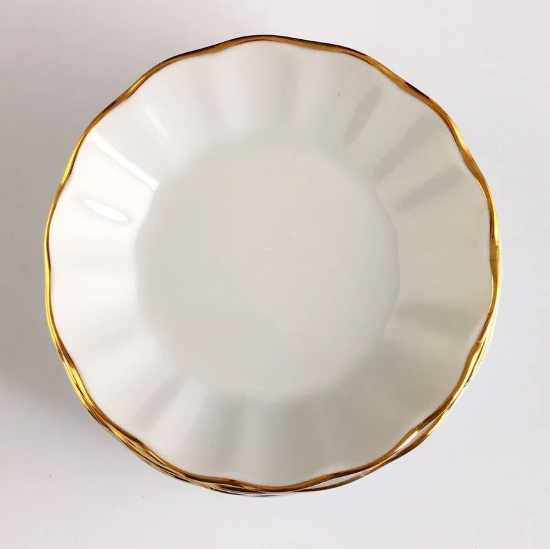 Porland Porcelain Coffee Tea Plate for 6 Persons - Gold Gilded