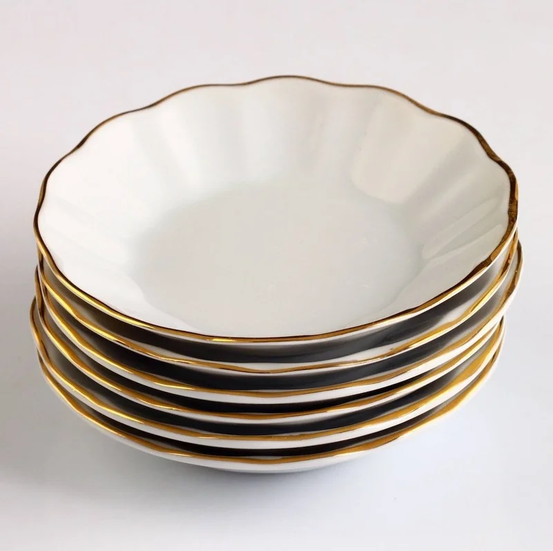 Porland Porcelain Coffee Tea Plate for 6 Persons - Gold Gilded