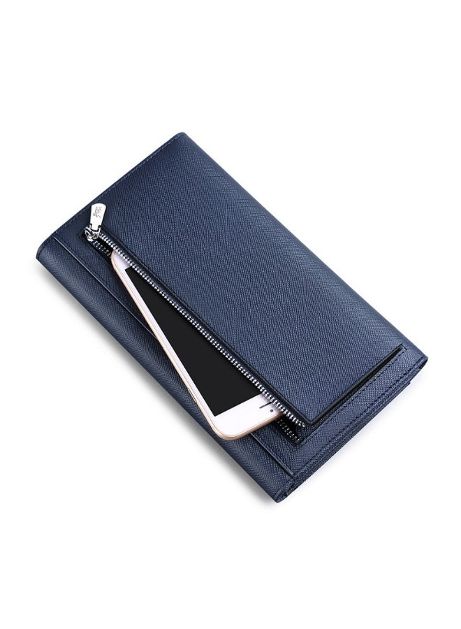 ويليامبولو محفظة جلدية طويلة للرجال WilliamPolo مع ثلاثة أضعاف متعددة الوظائف طبقة رأس جلد محفظة الأعمال العادية - Image 4