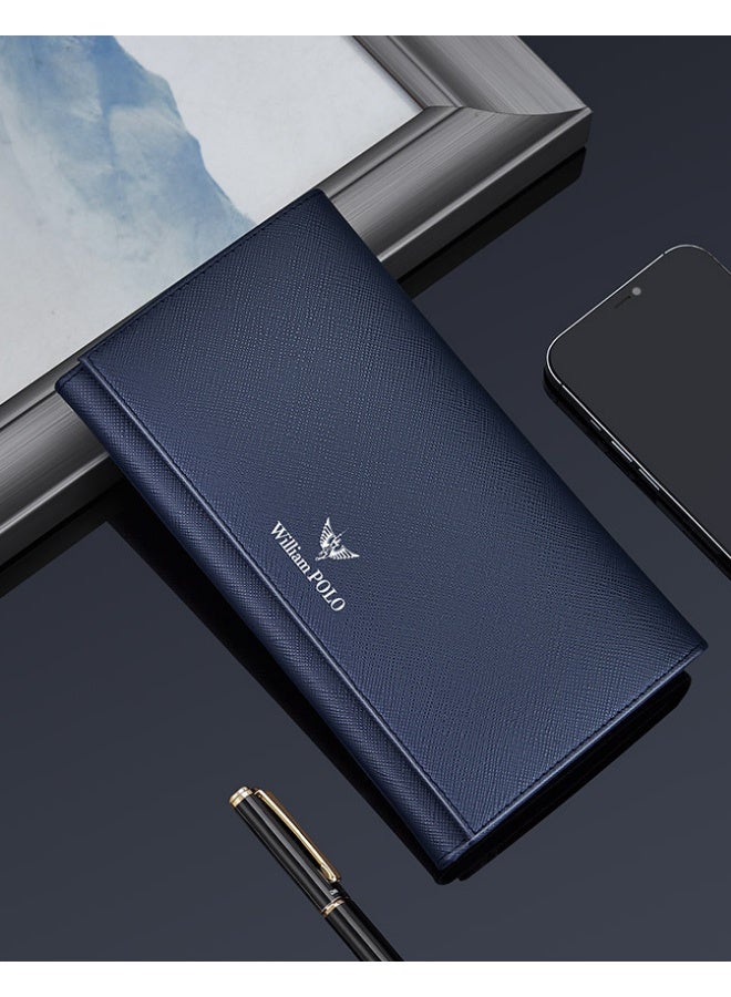 ويليامبولو محفظة جلدية طويلة للرجال WilliamPolo مع ثلاثة أضعاف متعددة الوظائف طبقة رأس جلد محفظة الأعمال العادية - Image 2