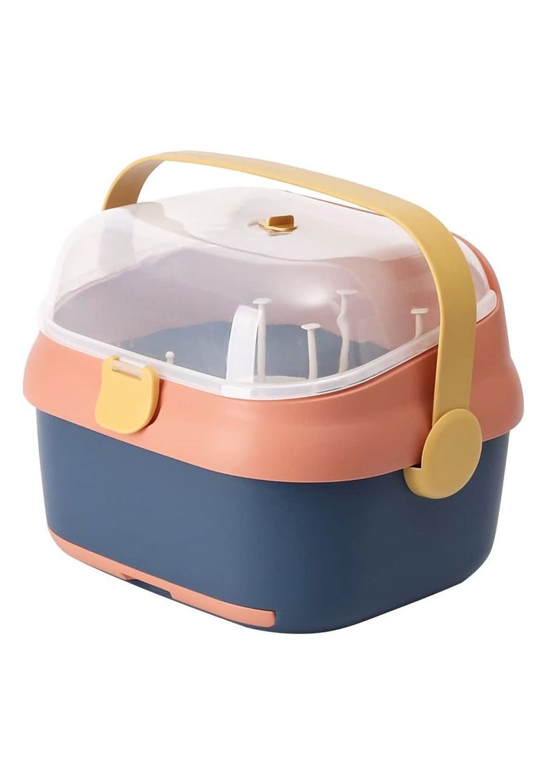 Arabest Baby Bottle Drying Rack Container with Drainer, Portable Nursing Cutlery Box Container with Cover, Bottle Holder for Baby and Toddler, Portable Kitchen Cabinet Organizer, Easy to Clean Drainer  - Image 1
