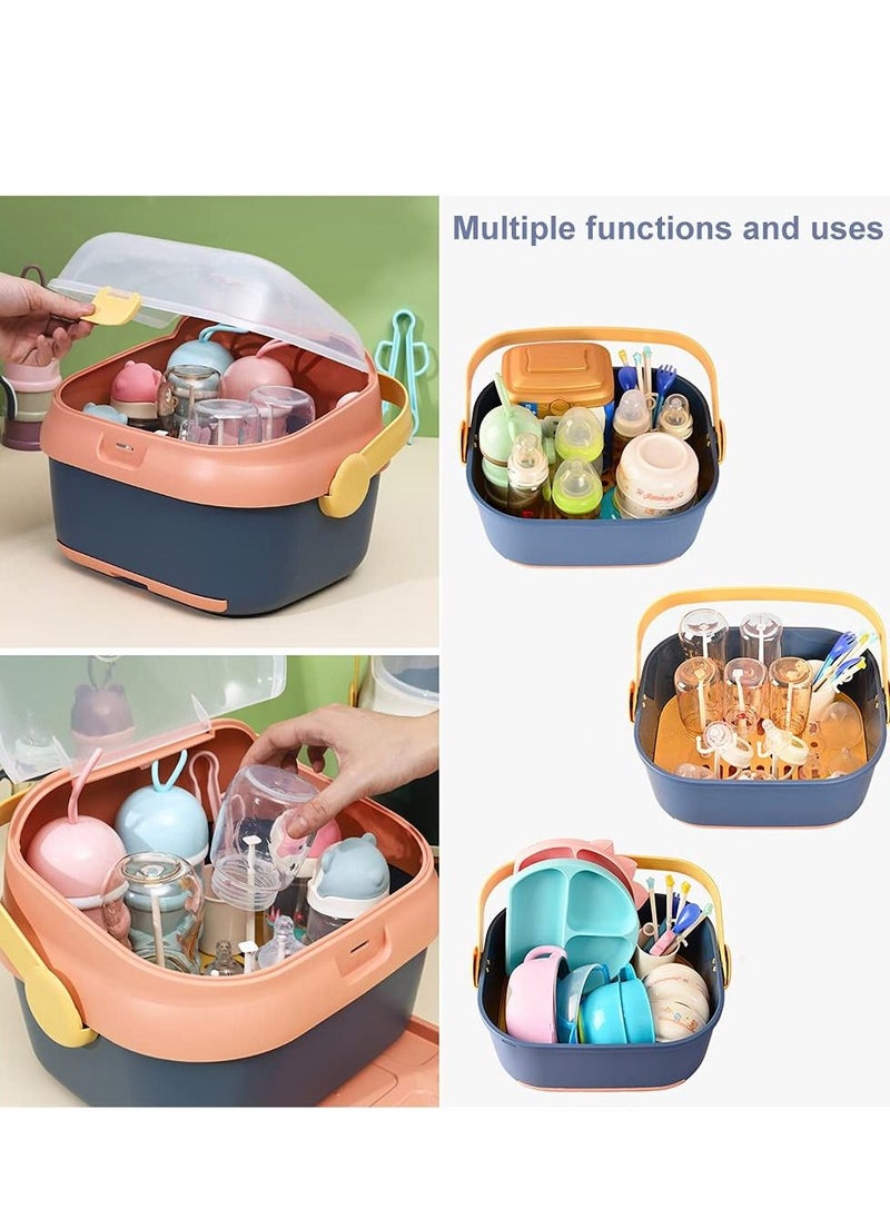 Arabest Baby Bottle Drying Rack Container with Drainer, Portable Nursing Cutlery Box Container with Cover, Bottle Holder for Baby and Toddler, Portable Kitchen Cabinet Organizer, Easy to Clean Drainer  - Image 4