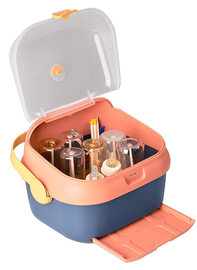Arabest Baby Bottle Drying Rack Container with Drainer, Portable Nursing Cutlery Box Container with Cover, Bottle Holder for Baby and Toddler, Portable Kitchen Cabinet Organizer, Easy to Clean Drainer  - Image 2