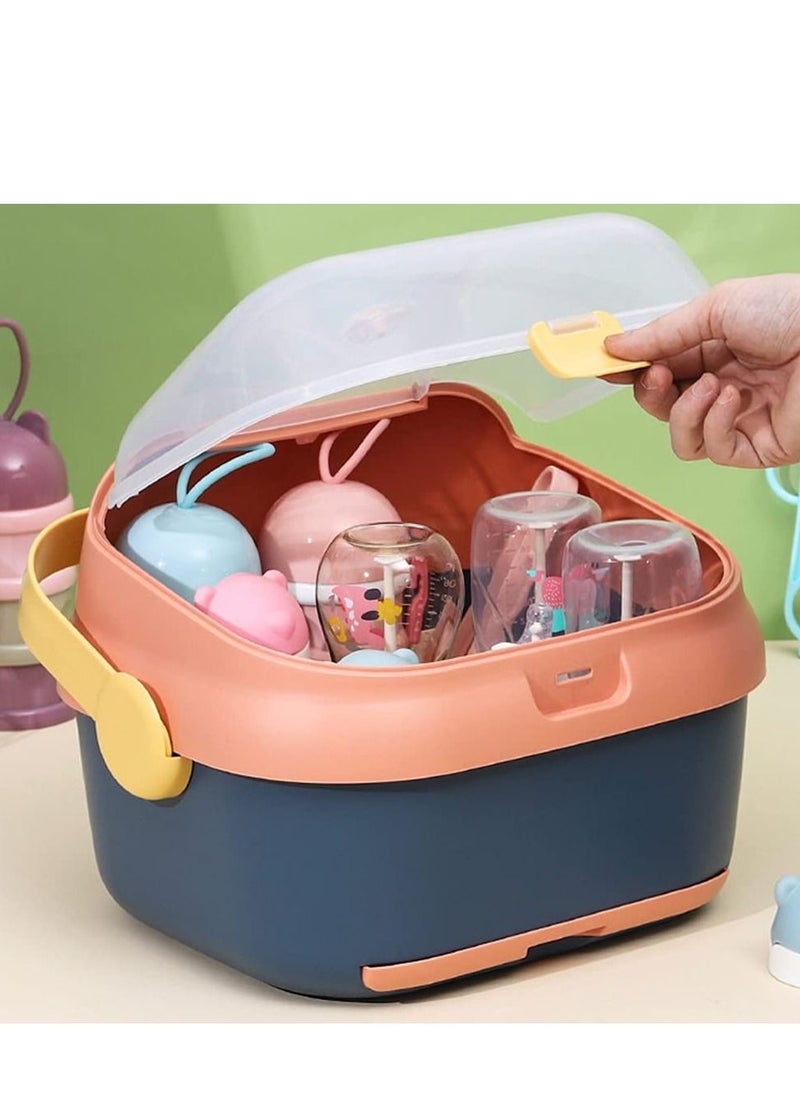 Arabest Baby Bottle Drying Rack Container with Drainer, Portable Nursing Cutlery Box Container with Cover, Bottle Holder for Baby and Toddler, Portable Kitchen Cabinet Organizer, Easy to Clean Drainer  - Image 3