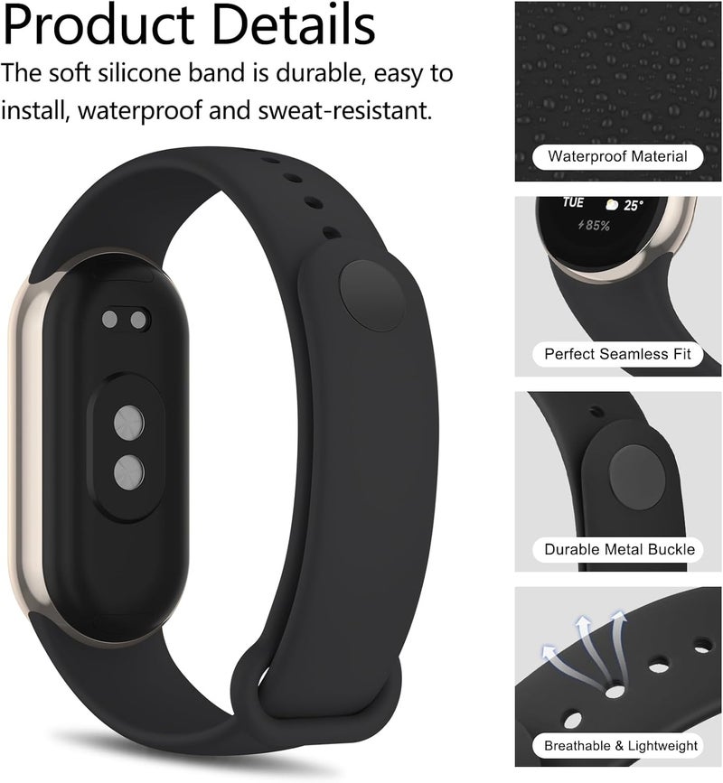 Demark Individual group scene compatible 3 Pack Sport Straps for Xiaomi Mi Band 10/9/8, Soft Silicone Replacement Bands for Mi Band 10 & Mi Band 9& Band 8 Fitness Tracker All condition resistant crafted quality - Image 1