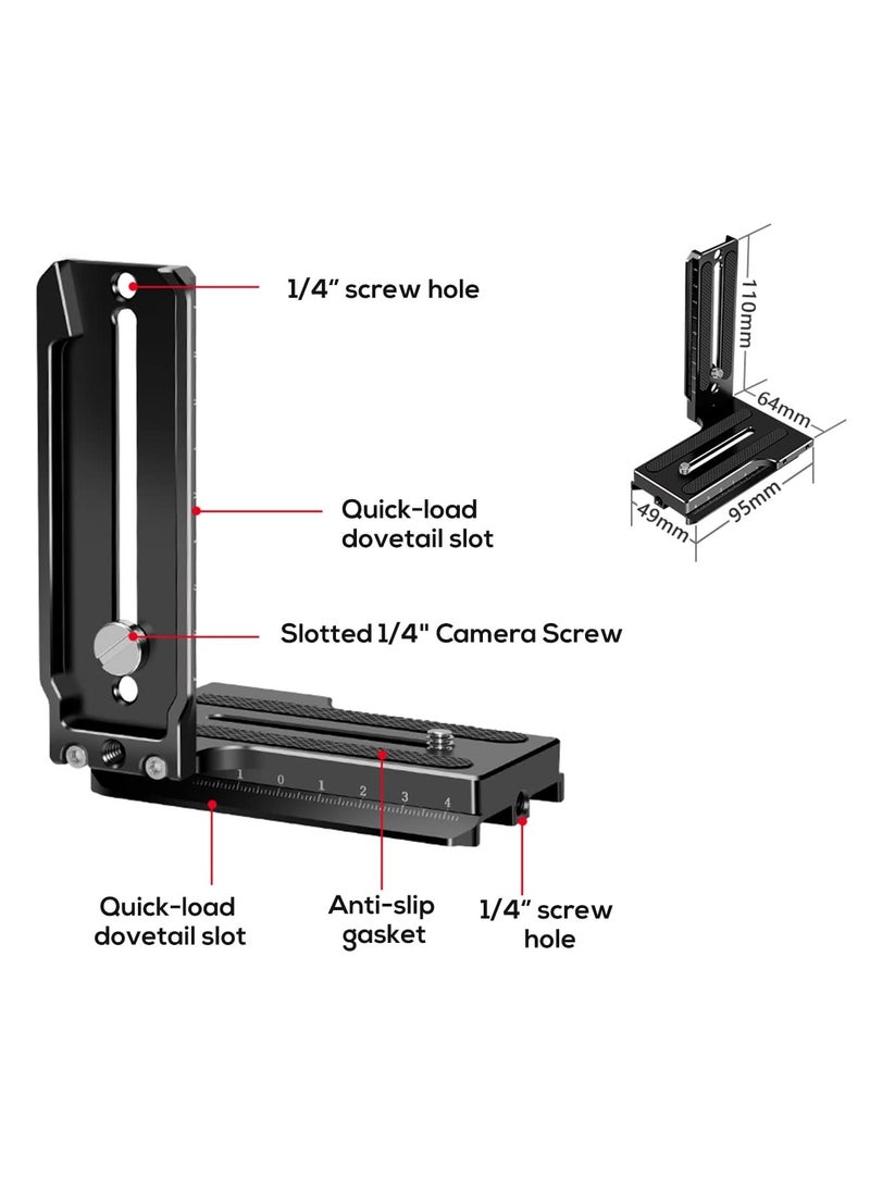 Generic - Aluminum L Bracket Vertical Horizontal Switching Quick Release Plate for DJI Ronin RS2 RSC2 for Zhiyun Weebill-S Gimbal Stabilizer Tripod Monopod and SLRs - Image 1