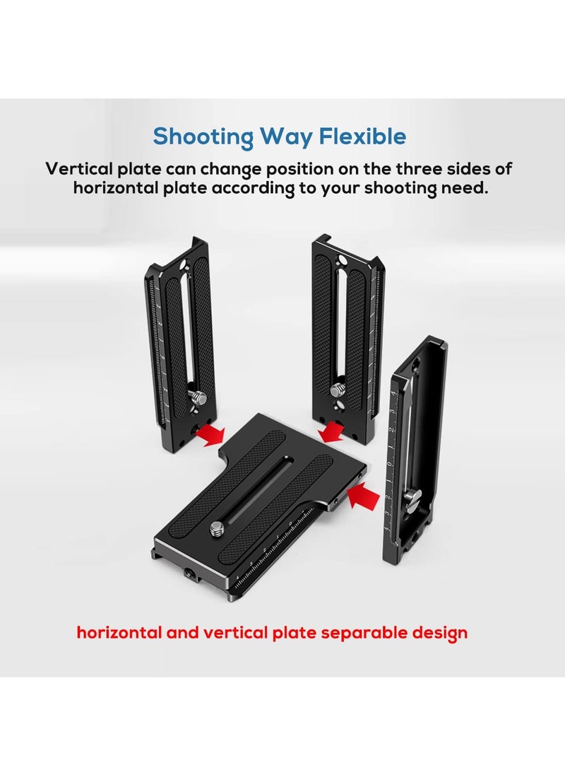 Generic - Aluminum L Bracket Vertical Horizontal Switching Quick Release Plate for DJI Ronin RS2 RSC2 for Zhiyun Weebill-S Gimbal Stabilizer Tripod Monopod and SLRs - Image 1