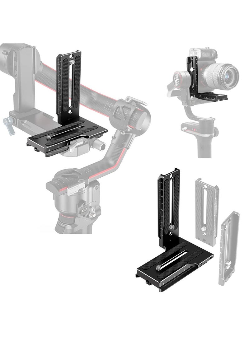 Generic - Aluminum L Bracket Vertical Horizontal Switching Quick Release Plate for DJI Ronin RS2 RSC2 for Zhiyun Weebill-S Gimbal Stabilizer Tripod Monopod and SLRs - Image 1
