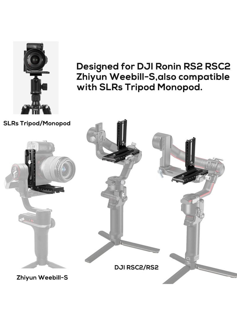 Generic - Aluminum L Bracket Vertical Horizontal Switching Quick Release Plate for DJI Ronin RS2 RSC2 for Zhiyun Weebill-S Gimbal Stabilizer Tripod Monopod and SLRs - Image 1