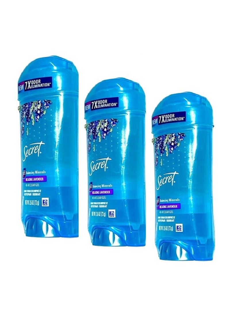 Secret Pack Of 3 Secret 48 Hour Clear Gel Antiperspirant / Deodorant Relaxing Lavender 2.6 oz 73g x 3 - Image 2
