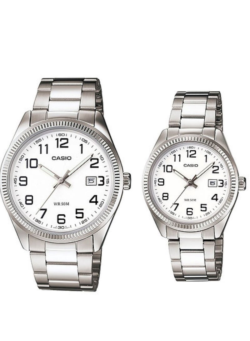 CASIO ساعة كاسيو للرجال بسوار من الستانلس ستيل انالوج MTP/LTP-1302D-7B