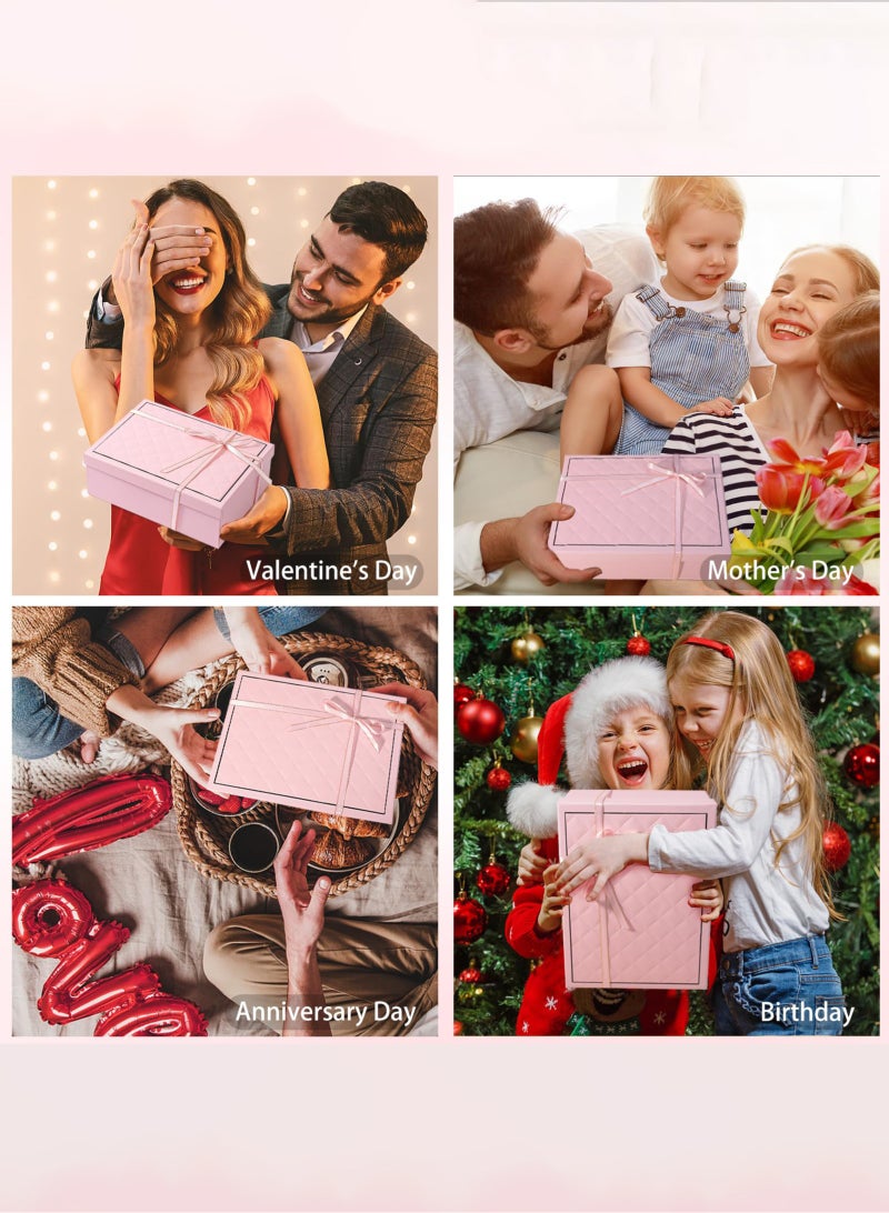 Pink Gift Box With Gift Bag 25x18x8.5 cm Large luxury Gift box Graduation Gift Pink Gift Boxes Magnetic Closure with Ribbon with Foldable Lid boxes for Women Wedding bridal Gifts Birthday Wedding Gifts Packaging - Image 4