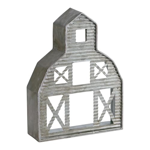 Synovana Barn Shaped Tea Light Candle Holder Farmhouse Galvanized Metal Candle Holder Vintage Decorative Tealight Holder for Table Centerpiece Decoration - 5.24" x 1.97" x 9.25" - Image 1