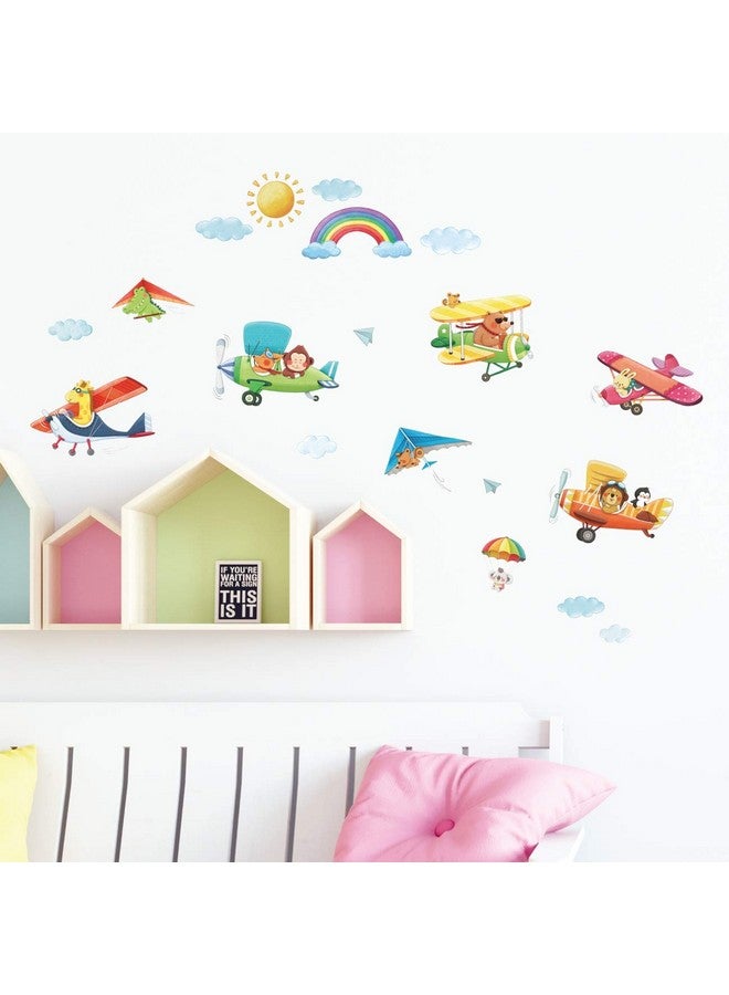 DECOWALL DS-8026 Animal Airplanes Kids Wall Stickers Wall Decals Peel and Stick Removable Wall Stickers for Kids Nursery Bedroom Living Room (Small) d?cor - Image 2