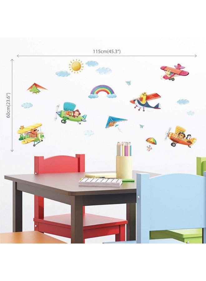 DECOWALL DS-8026 Animal Airplanes Kids Wall Stickers Wall Decals Peel and Stick Removable Wall Stickers for Kids Nursery Bedroom Living Room (Small) d?cor - Image 3