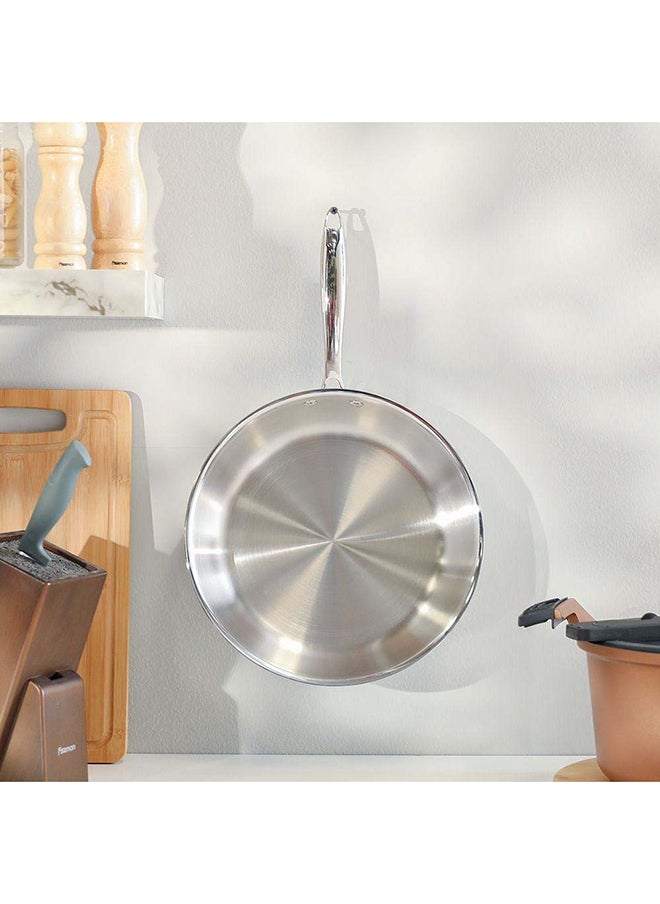 DANUBE HOME Celina Stainless Steel Frypan 2.5Mm Stainless Steel Non-Sticky Frying Pan For Kitchen W28Cm - Silver  - Image 1