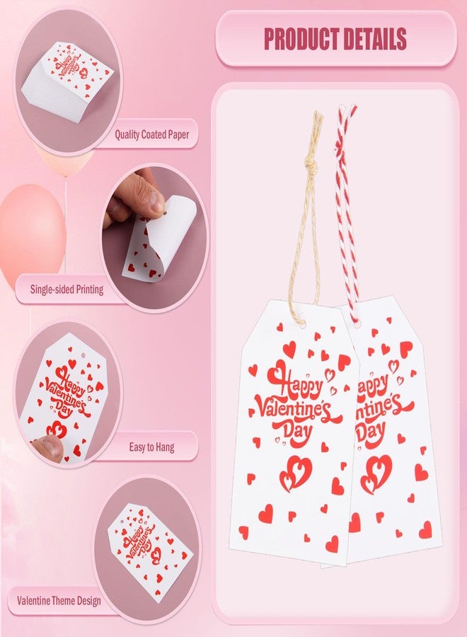 FOBSME 200 Pcs Red Valentine's Day Gift Tags with String 3.35x2.17 Inch Happy Valentine's Day Tags Paper Valentines Heart Hanging Tag for Gift Wrapping, Treat Bags, Party Decorations, DIY Crafts - Image 3