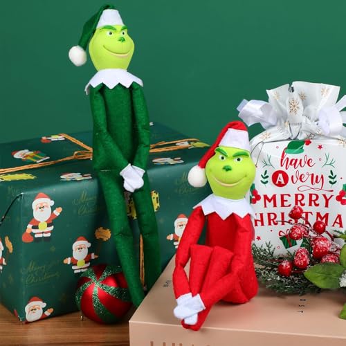 YCNASSS Christmas Elf Plush Doll Red and Green Elves for Home Decoration Xmas Ornaments Tabletop Home Office Decor Fun Toys Gifts and Christmas Decorations red - Image 5