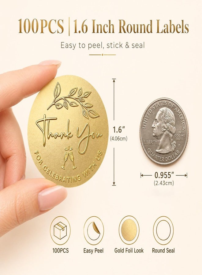 YYDESN 100PCS Thank You for Celebrating with Us Stickers, Gold Foil Labels for Wedding Party Favor Bags, Baby Shower Decorations, Dessert Treat Bags, Gift Wrapping & Envelope Seals 1.6 Inch (Gold) - Image 5