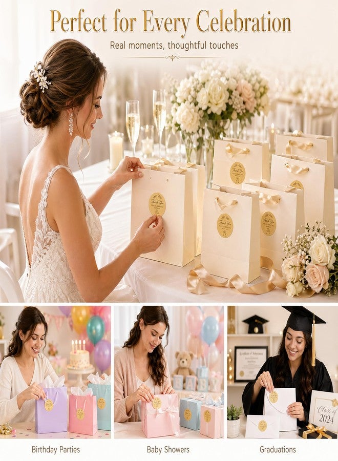 YYDESN 100PCS Thank You for Celebrating with Us Stickers, Gold Foil Labels for Wedding Party Favor Bags, Baby Shower Decorations, Dessert Treat Bags, Gift Wrapping & Envelope Seals 1.6 Inch (Gold) - Image 4