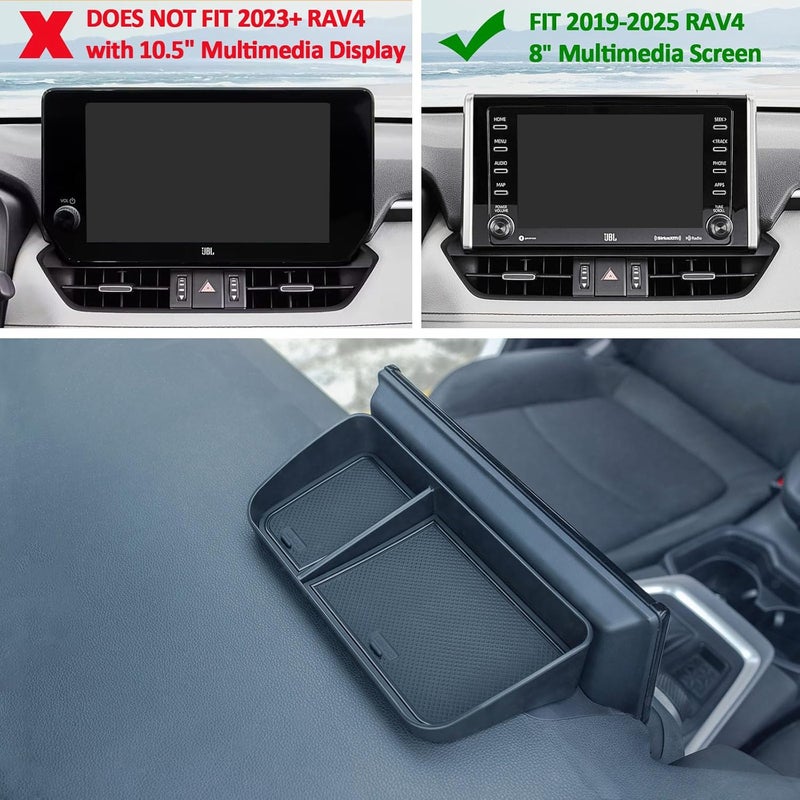 TOPINSTALL Dash Center Console Tray Compatible with 2019-2023 2024 Toyota Rav4 Accessories, Dashboard Storage Organizer Solid Plastic Tissue Sunglasses Holder (Not for New 10.5'' Multimedia Display) - Image 3