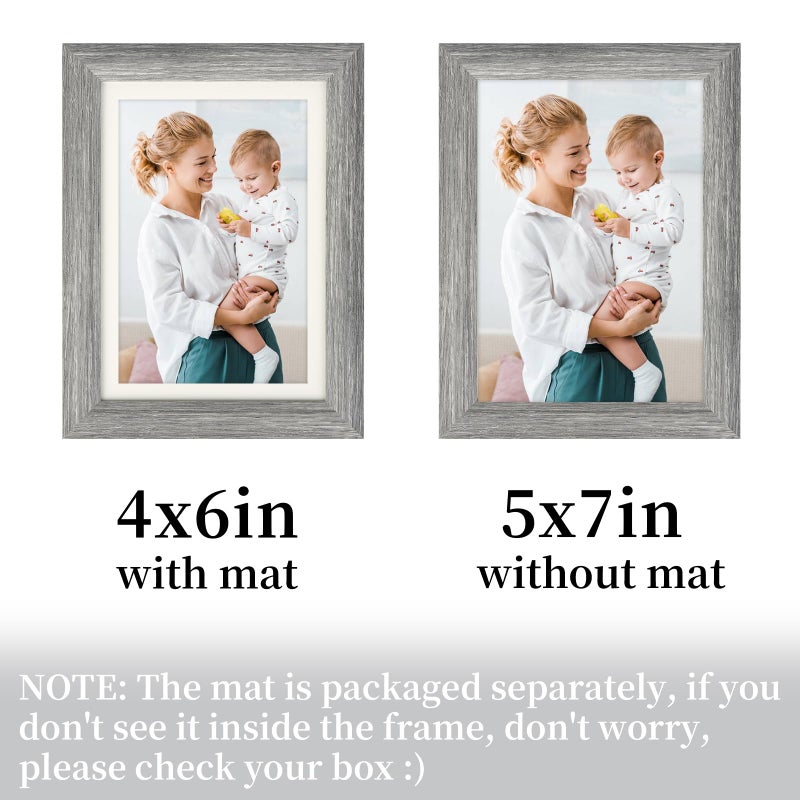 AEVETE Picture Frame 5x7 Gray Photo Frames Rustic for Wall and Desk Decor - Image 3
