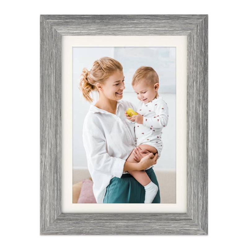 AEVETE Picture Frame 5x7 Gray Photo Frames Rustic for Wall and Desk Decor - Image 1