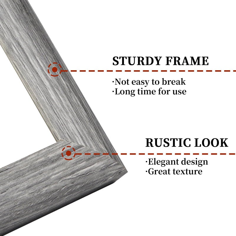 AEVETE Picture Frame 5x7 Gray Photo Frames Rustic for Wall and Desk Decor - Image 2