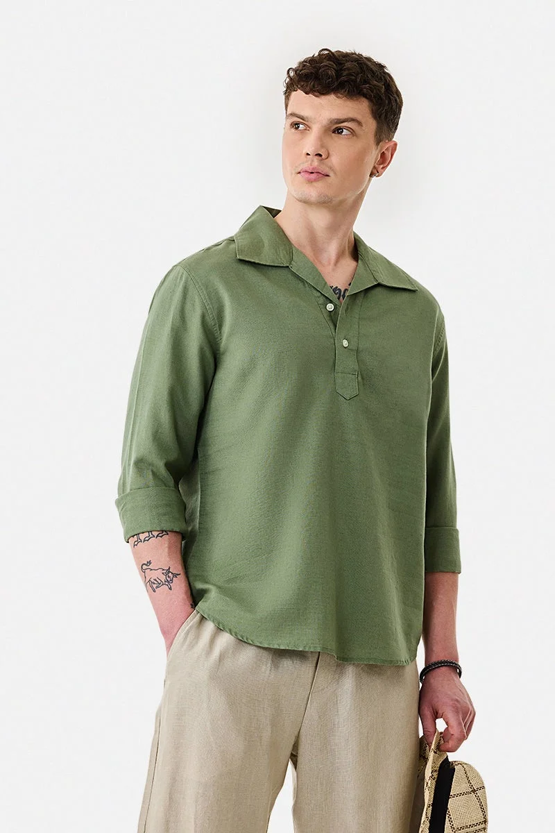 SNITCH Linen Blend Popover Shirt