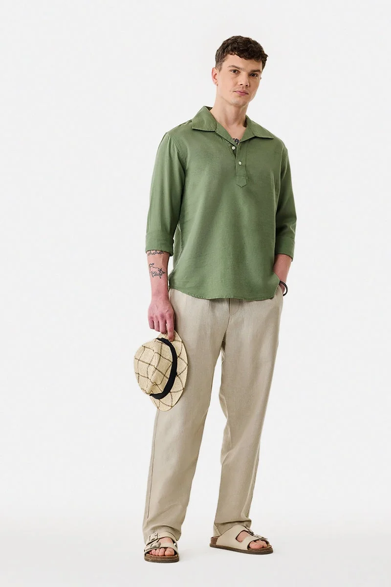 SNITCH Linen Blend Popover Shirt